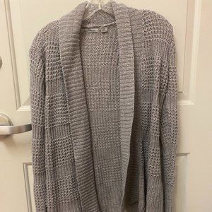 Jason Maxwell Collared Long Sleeve Gray Open Front Cardigan